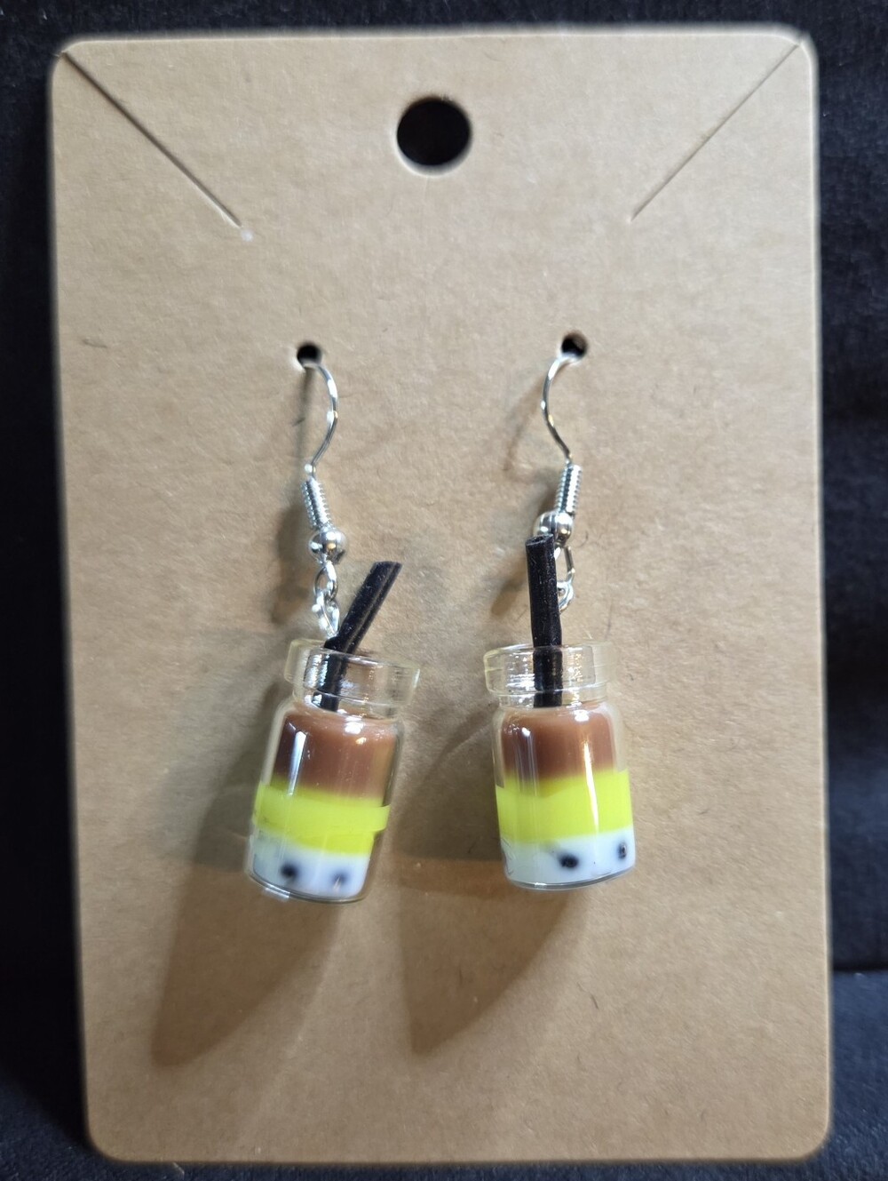 Novelty Brown & Yellow Bubble Tea Earrings - Women Jewelry Earrings